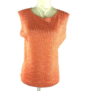 Rafael Pleated Pleat Women's Vintage Tank Size X Large Orange Sleeveless